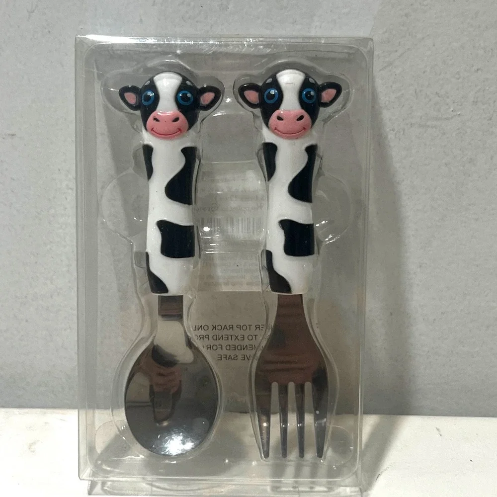 Target Sunny Patch Barley Cow Flatware Set Spoon and Fork Toddler Utensils NEW
